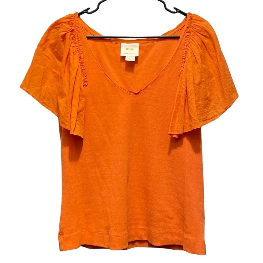 Anthropologie Maeve Tangerine Flutter Sleeve Blouse Women’s Size Extra Large
